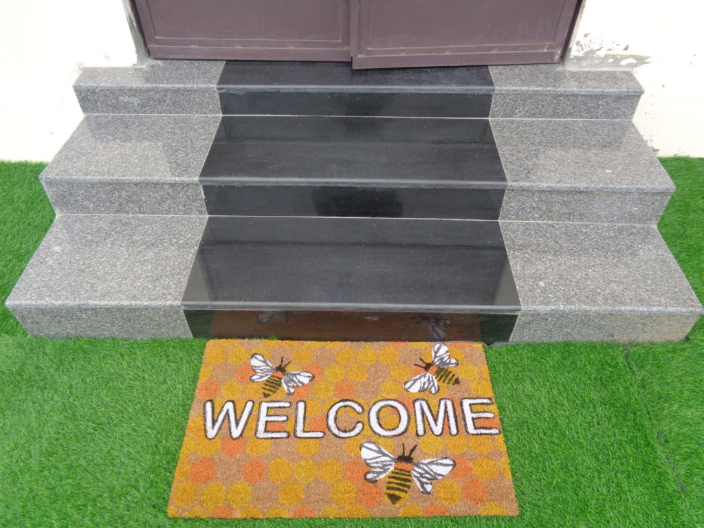 COIRGARDEN- 45×75 Cms Non-Slip Rubber Backed Printed Coir Door Mats- Honey BEE Welcome Mat