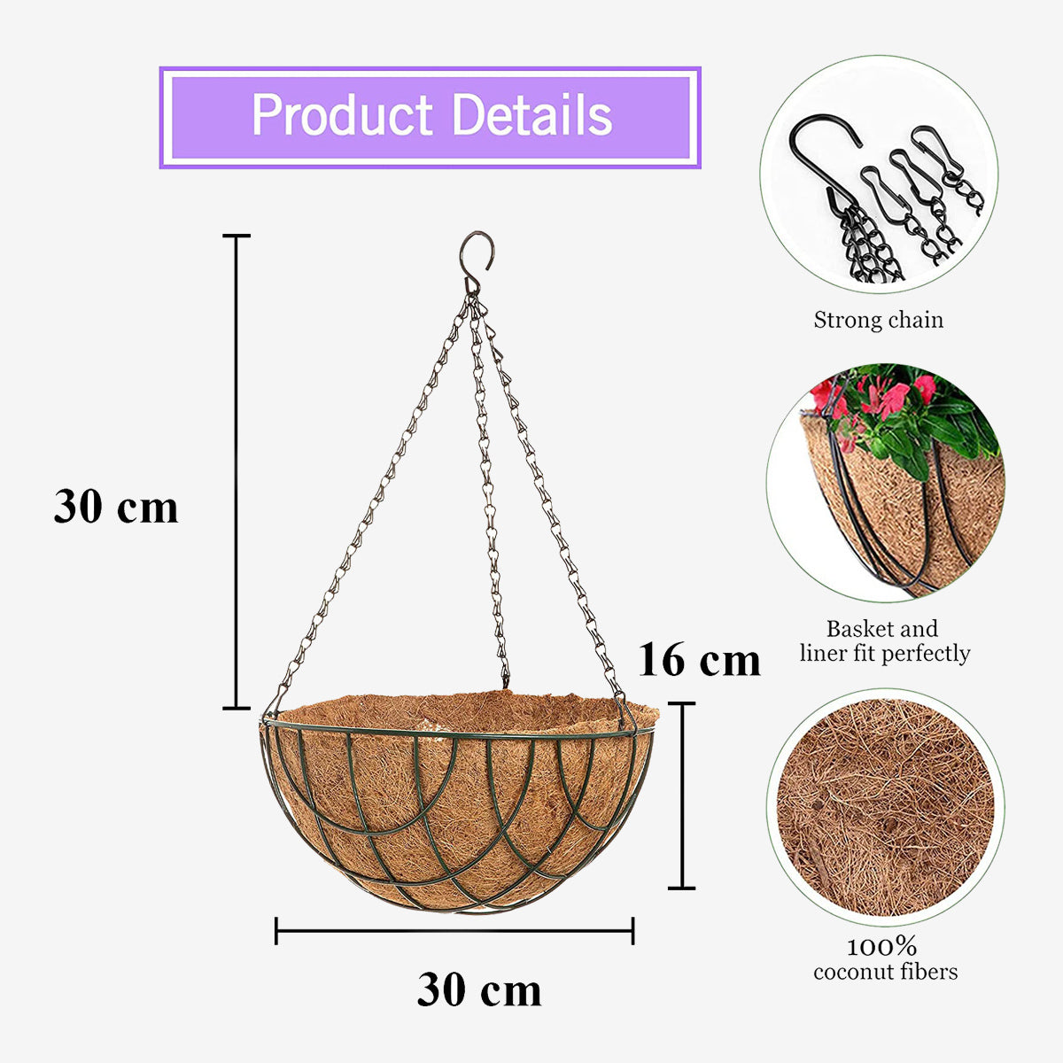 12 Inch Coir Basket Liners
