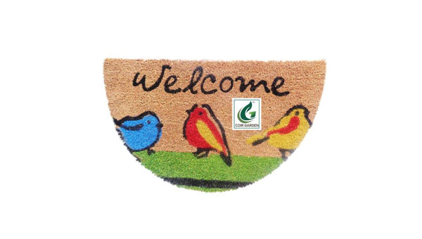 COIRGARDEN – 35 X 60 CMS Non-Slip Rubber Backed Printed Coir Door Mats – 3 Birds Welcome Design